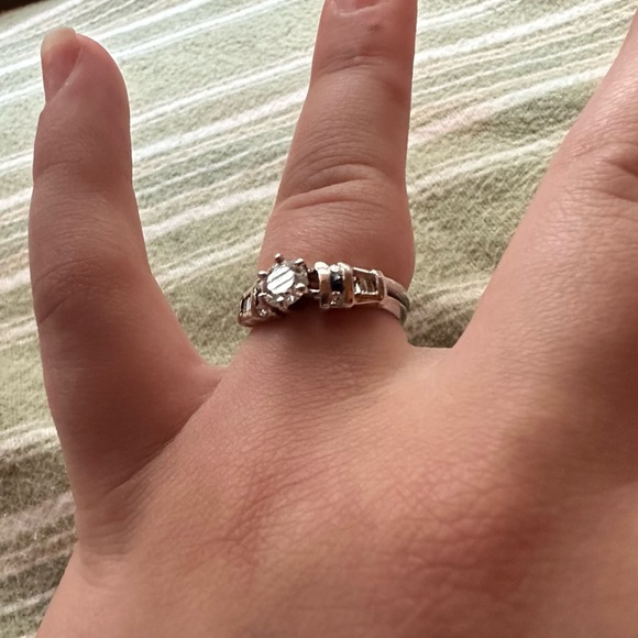 COPY - Engagement ring with wedding band ring guard, size 6. - Picture 8 of 13